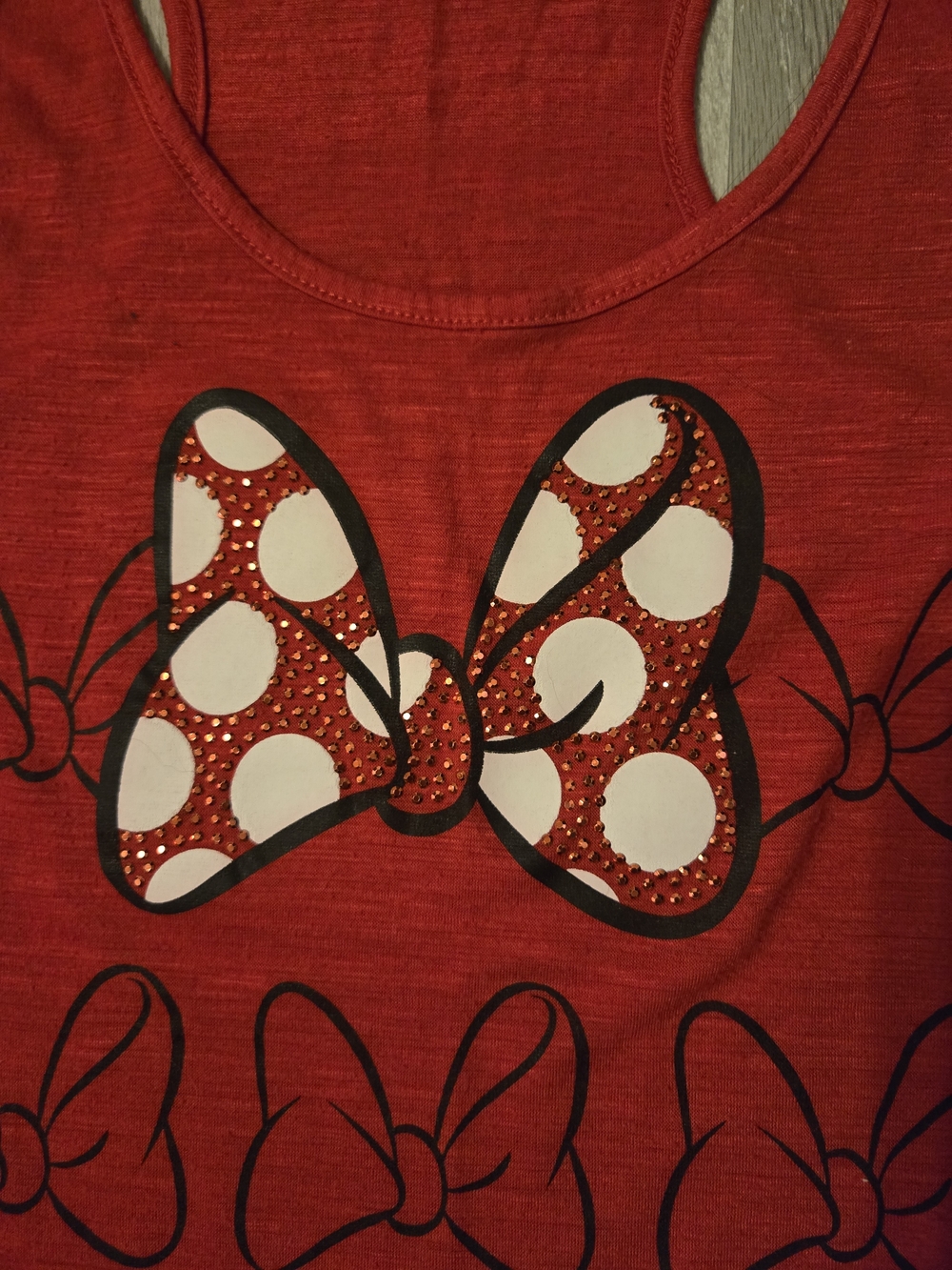 Minnie Mouse Bow Red Racerback Tank Top - Picture 2 of 3